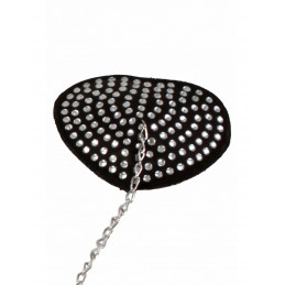 Nipple Coeur Noir Strass et Chainette Cache Tétons